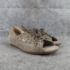 Ziera Shoes Women 36 Sandal Loafer Fashion Leather Comfort Lace Up Open Toe Grey